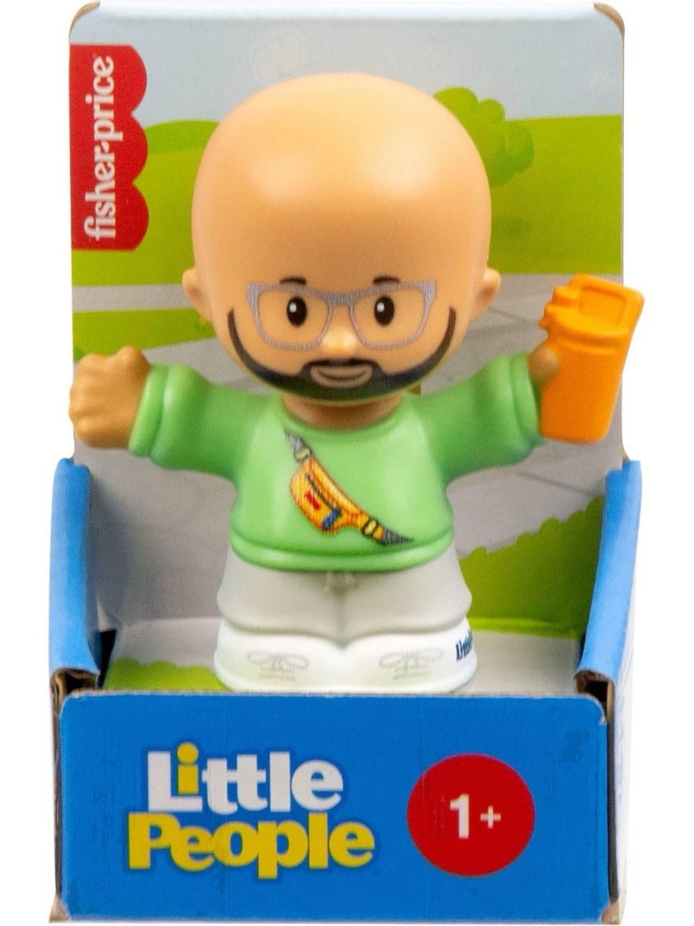 New Fisher-Price Little People Male Figure Man Athleisure Glasses Beard Bald